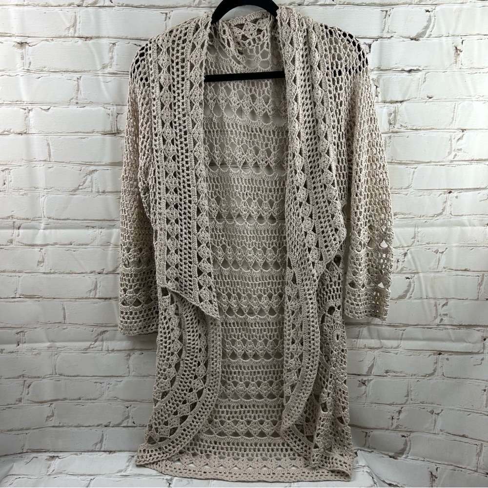 100% acrylic knit open front cover up